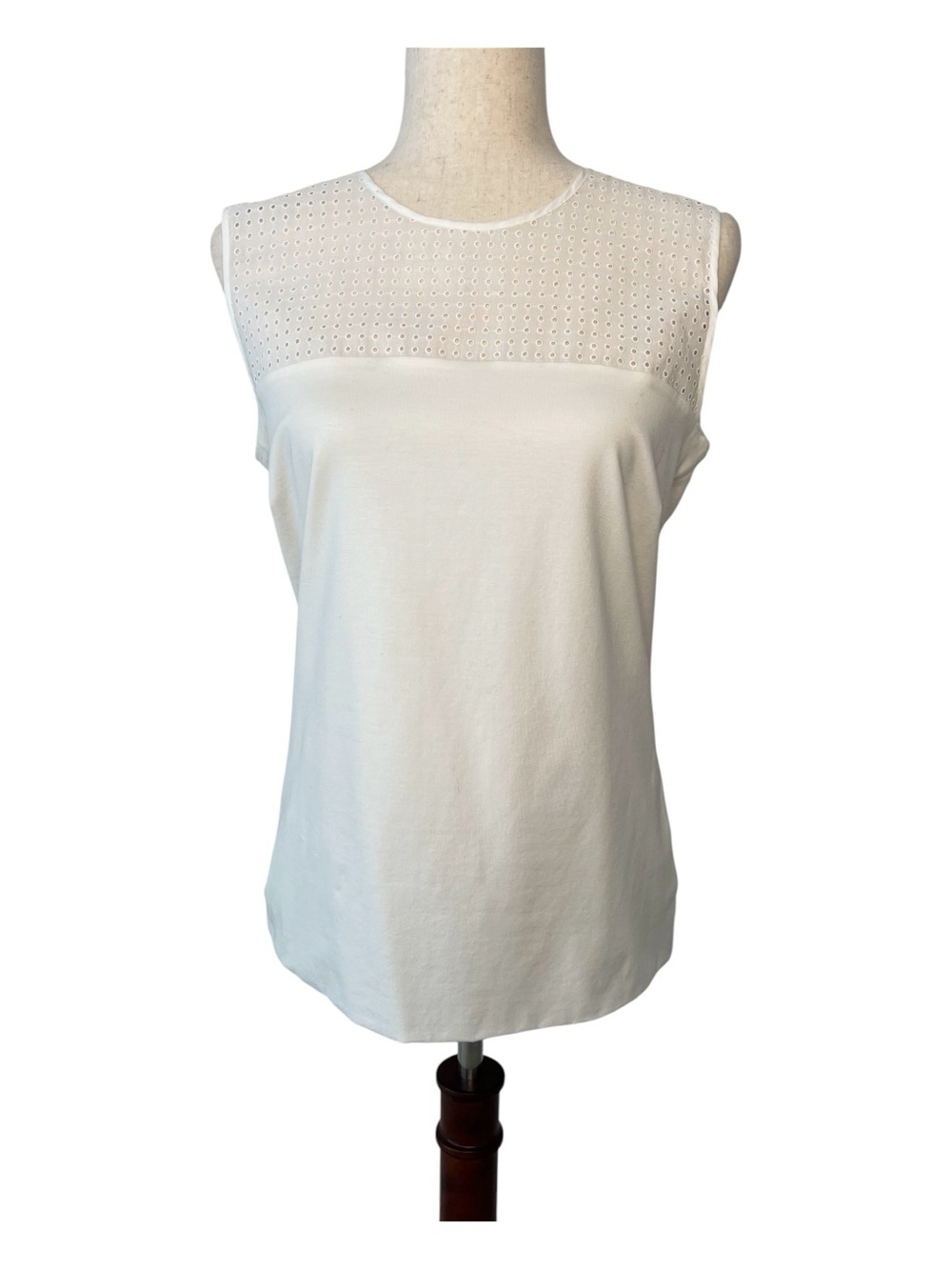 Akris Punto Ivory Cotton Blend Sleeveless Blouse Size 12